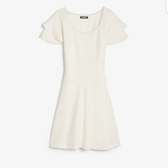 Express fit and flare flutter sleeve dress - Picture 4 of 8